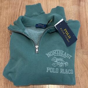 NWT Polo by Ralph Lauren Women’s Teal Half-Zip Fleece Pullover